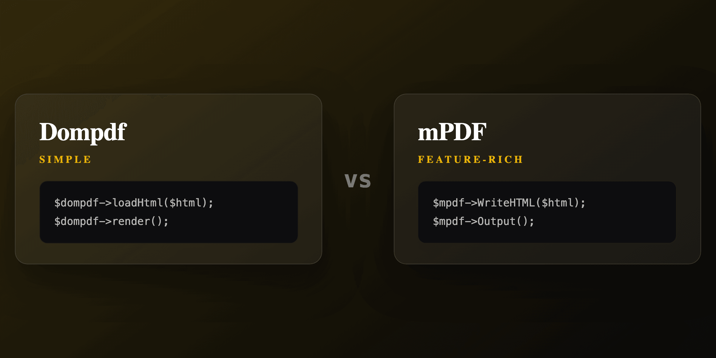 Dompdf vs mPDF: PHP HTML to PDF compared (2026)