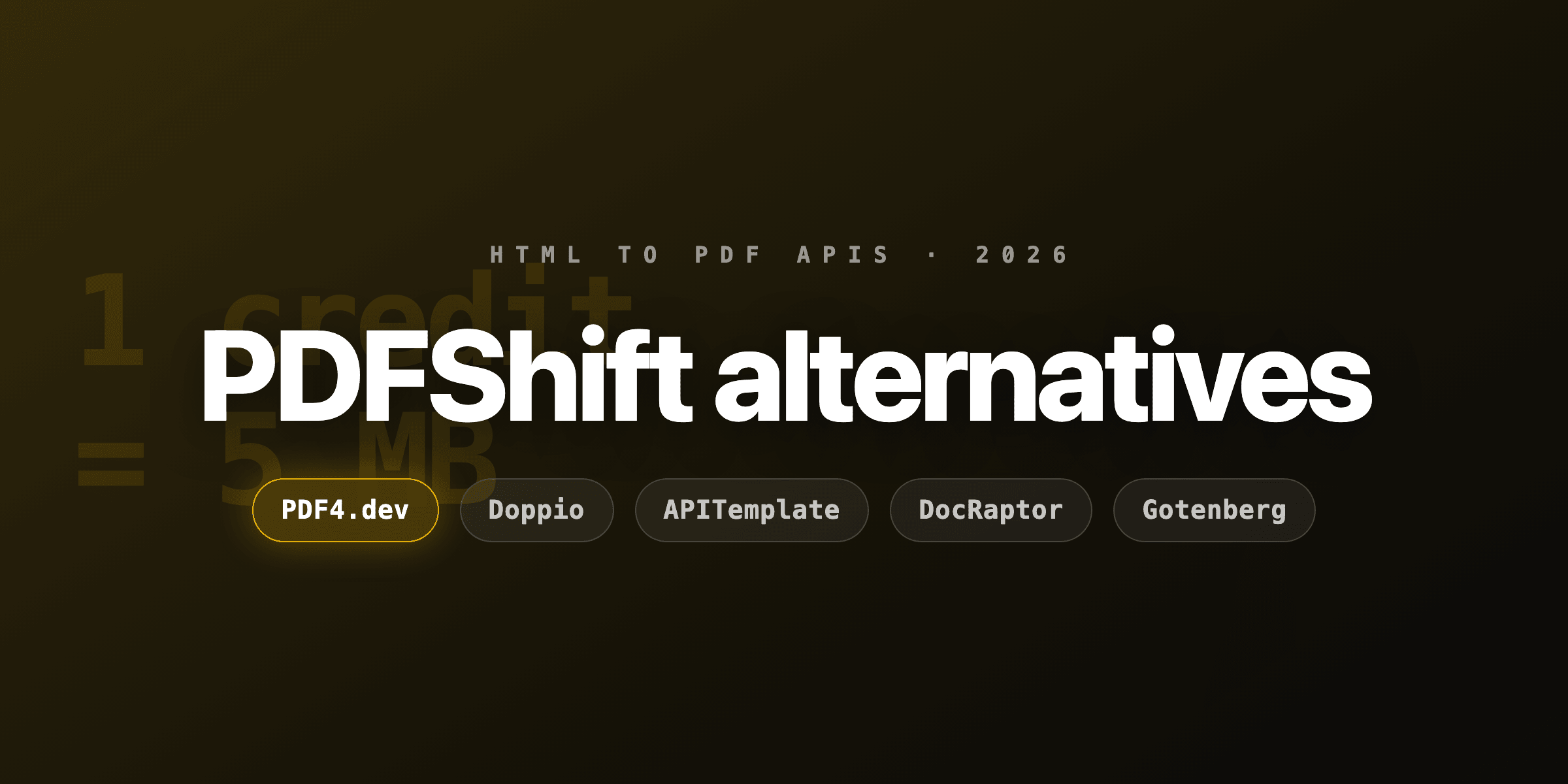 Best PDFShift alternatives in 2026: 5 options compared