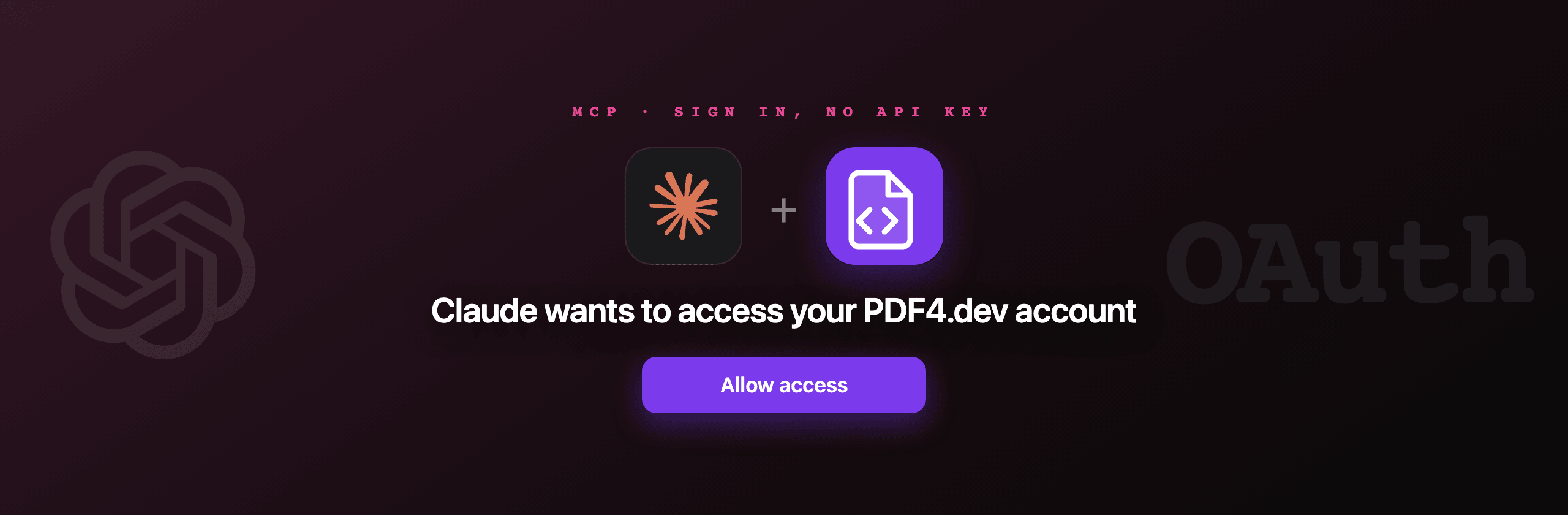 Connect Claude and ChatGPT to PDF4.dev without an API key